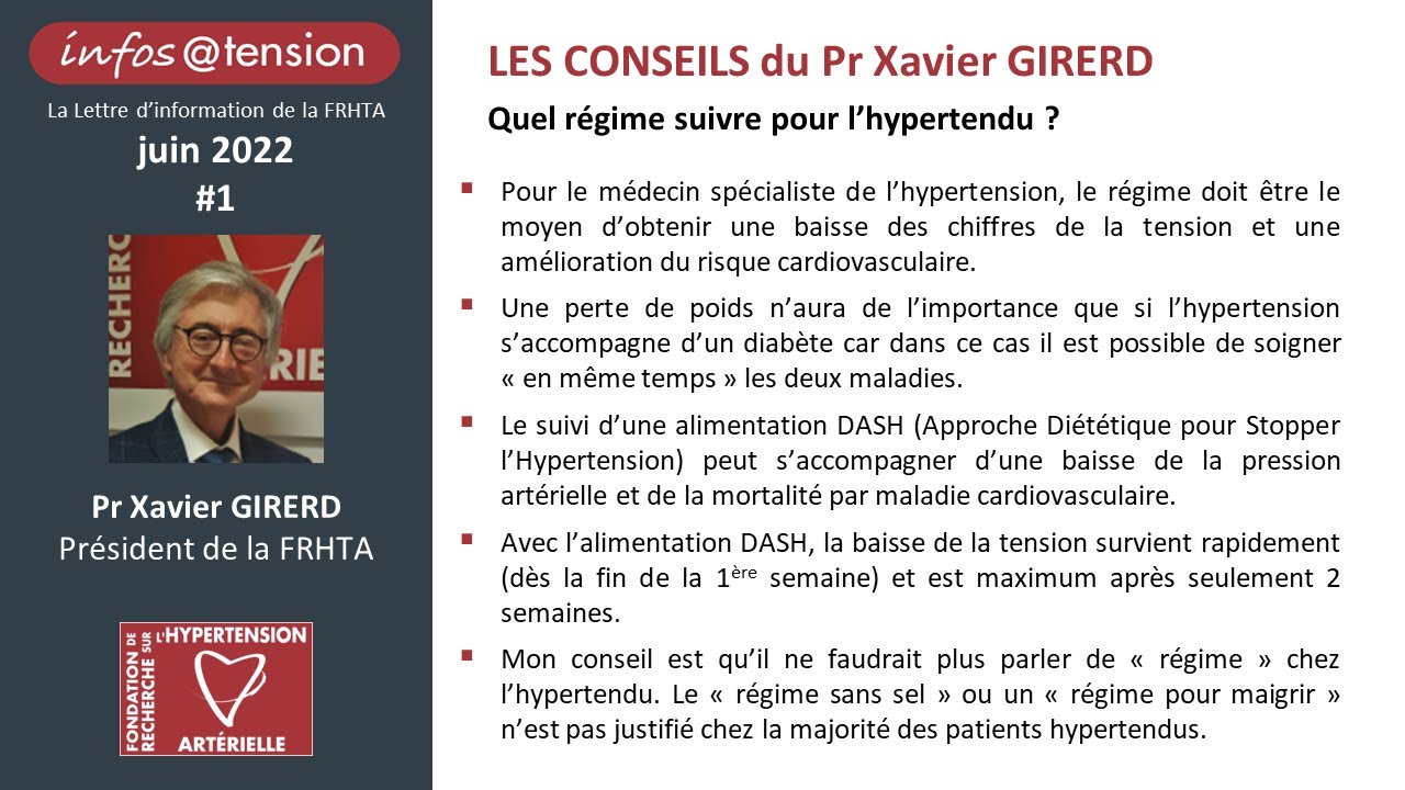 Quel régime suivre pour l’hypertendu ? - Pr Xavier Girerd