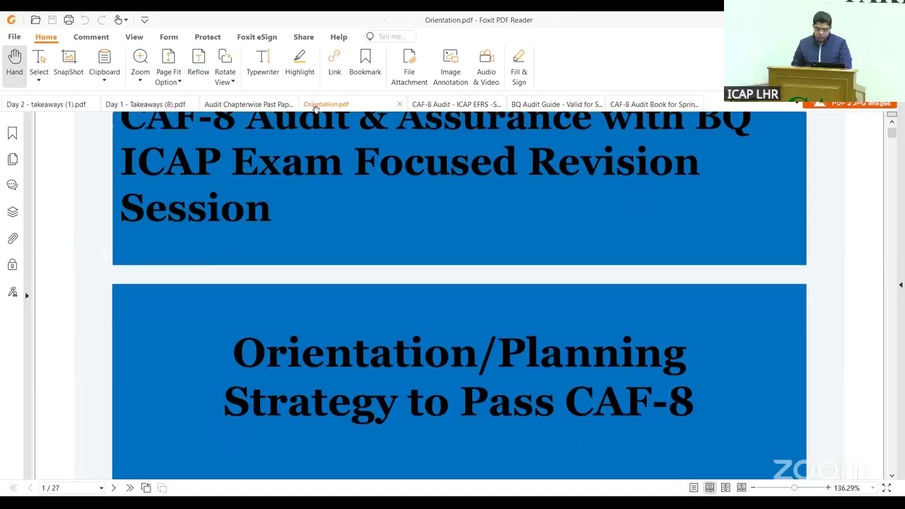 CAF 08 Audit Sir Bilal Qureshi ICAP Revision Day 01 Recorded Lecture Free | CA Pakistan Platform