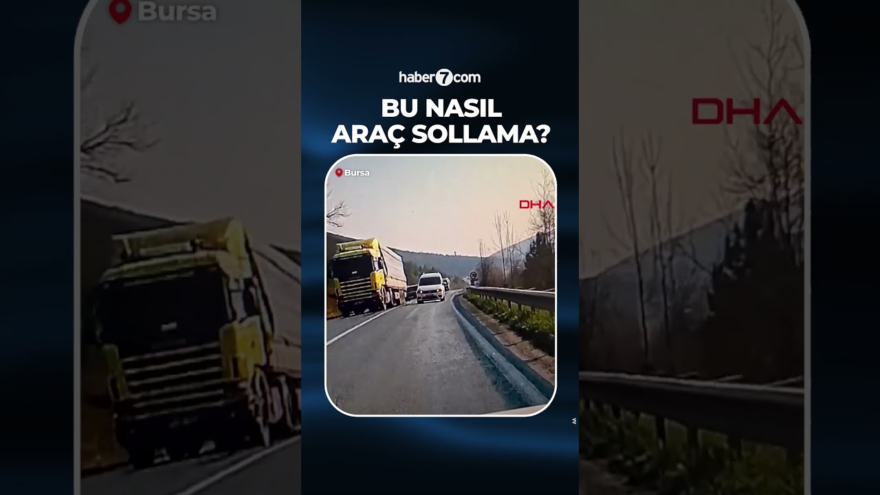 ⁉️ Bu nasıl araç sollama? Tırı sollayan araç, karşıdaki otomobille çarpışmaktan son anda kurtuldu.