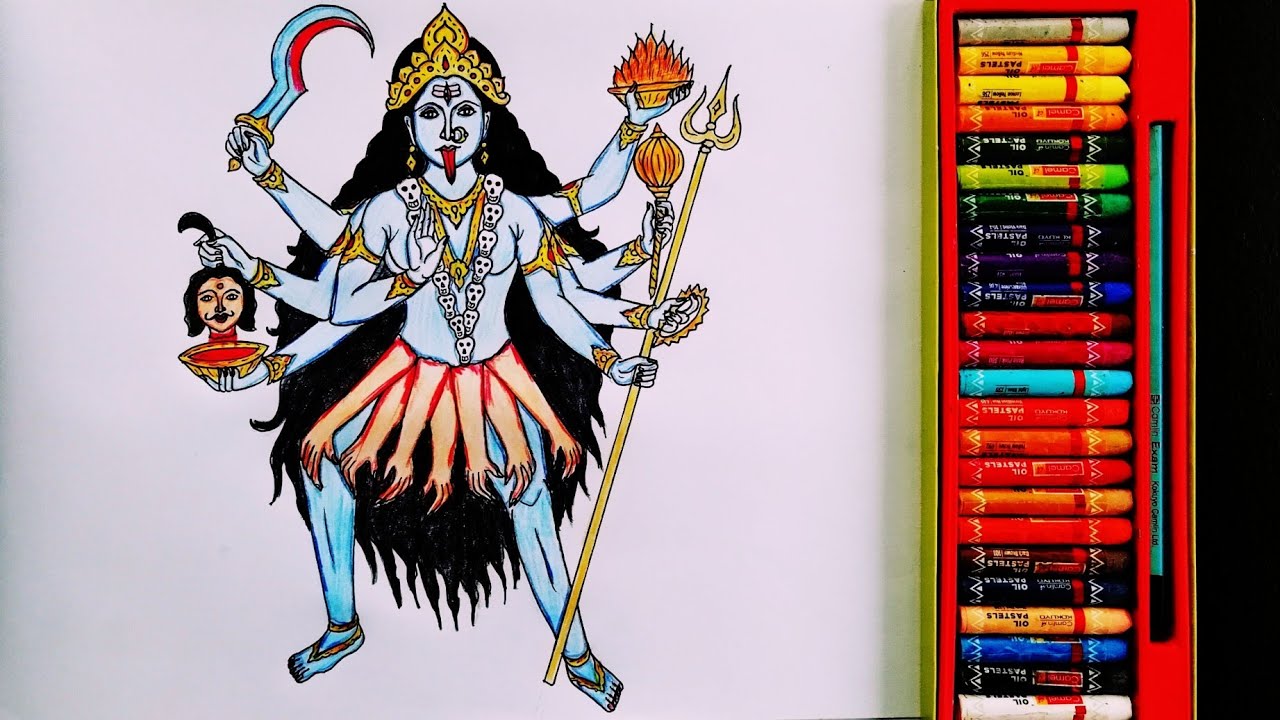 Kalratri Mata Drawing | Navratri Special Painting | Kaali Mata Drawing | By Drawing Art