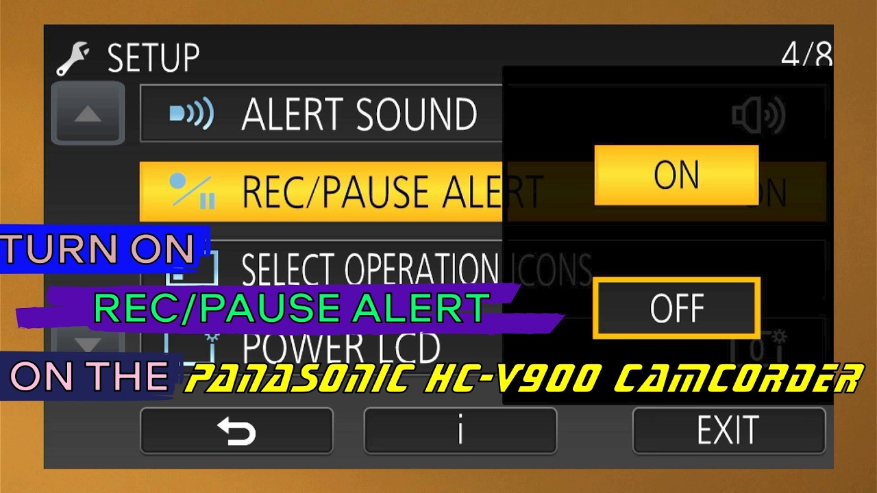 Turn on Rec/Pause Alert on the Panasonic HC-V900 Camcorder