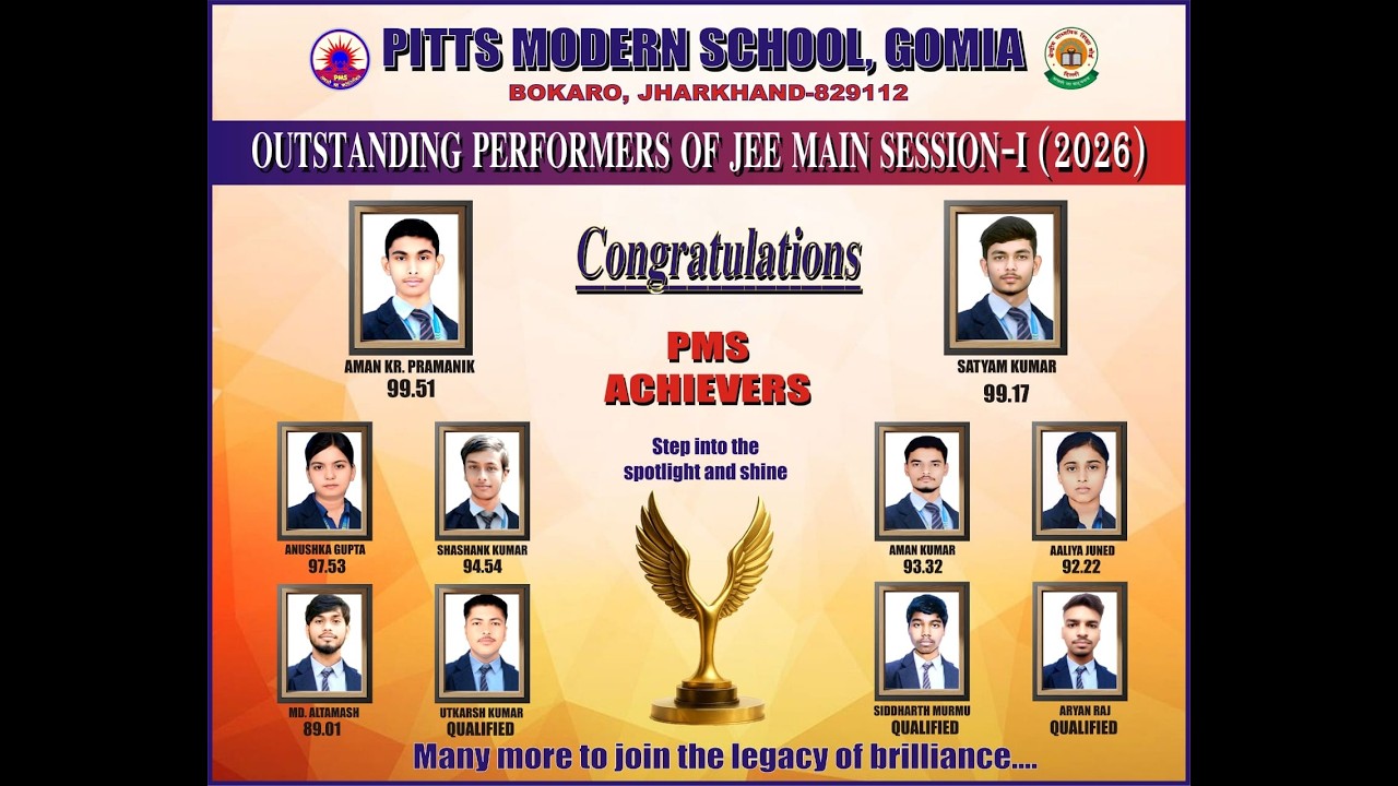 Felicitation Ceremony of JEE MAIN 2026 Session 1|| Pitts Modern School, Gomia
