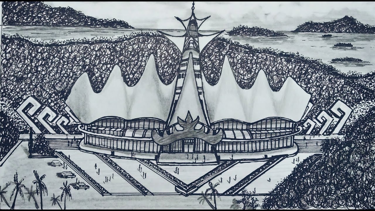 Menggambar Menara Siger, Lampung