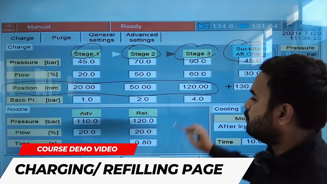 CHARGING PAGE / REFILLING COURSE DEMO VIDEO INJECTION MOLDING