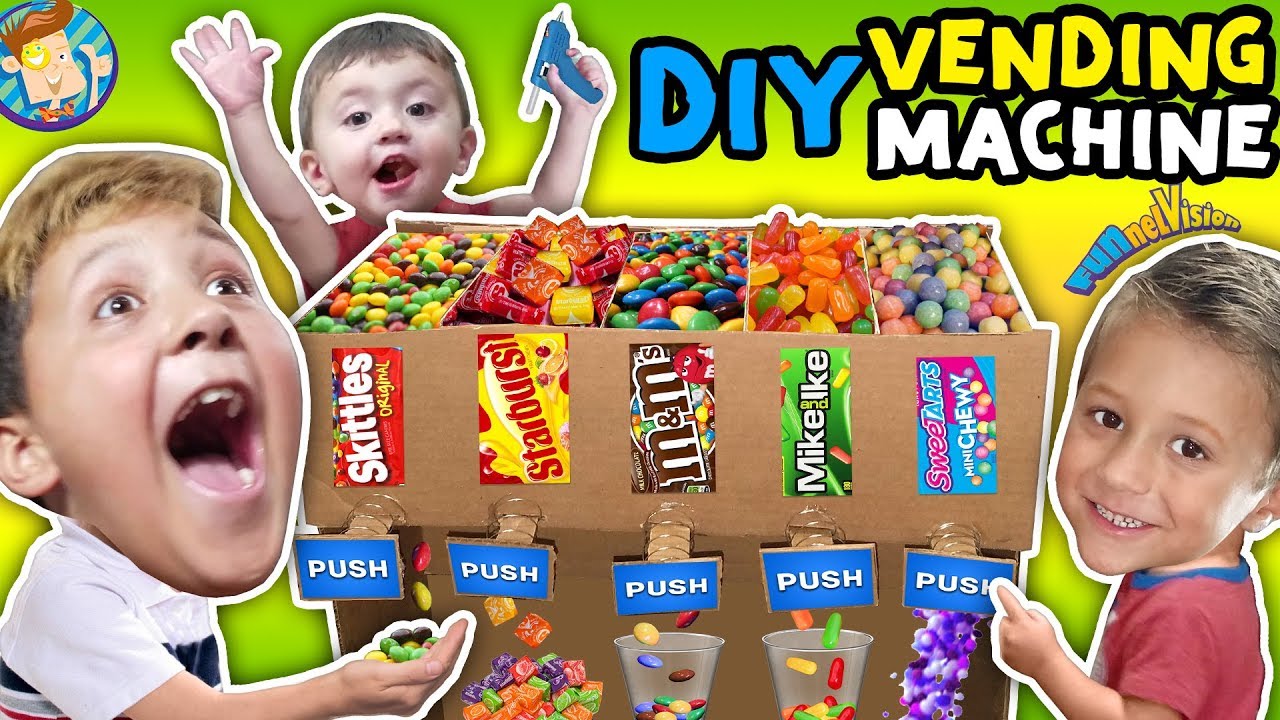 DIY Cardboard Dispenser Vending Machine!  FUNnel Vlog Fam