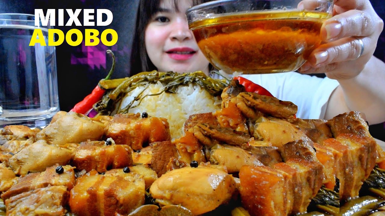 MUKBANG EATING NAGMAMANTIKANG ADOBO (4 IN 1) | PORK ADOBO | MUKBANG PHILIPPINES |  HANIMACE TV