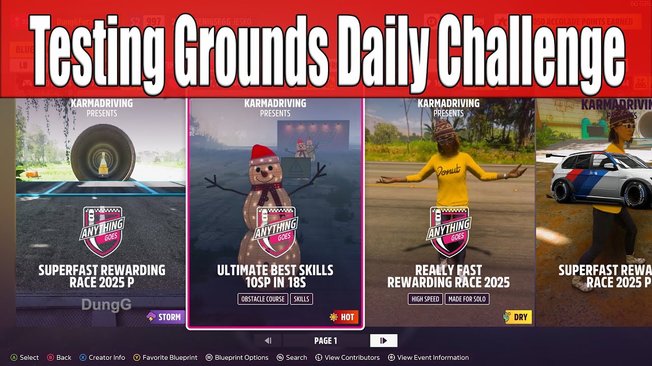 Forza Horizon 5 Testing Grounds Daily Challenge Play any Eventlab from the Creative Hub