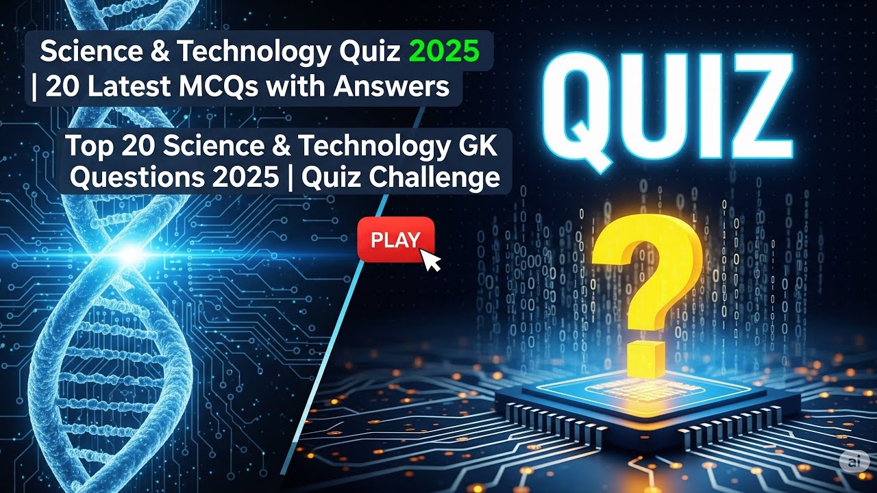 Science & Technology Quiz 2025🔬|20 Latest MCQs with Answers|Top 20 Science & Technology GK QNA 2025 