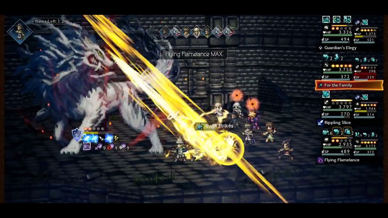 Octopath COTC GEP Elite Tower Floor 1 in 1 attempt (18 turns - sword team)