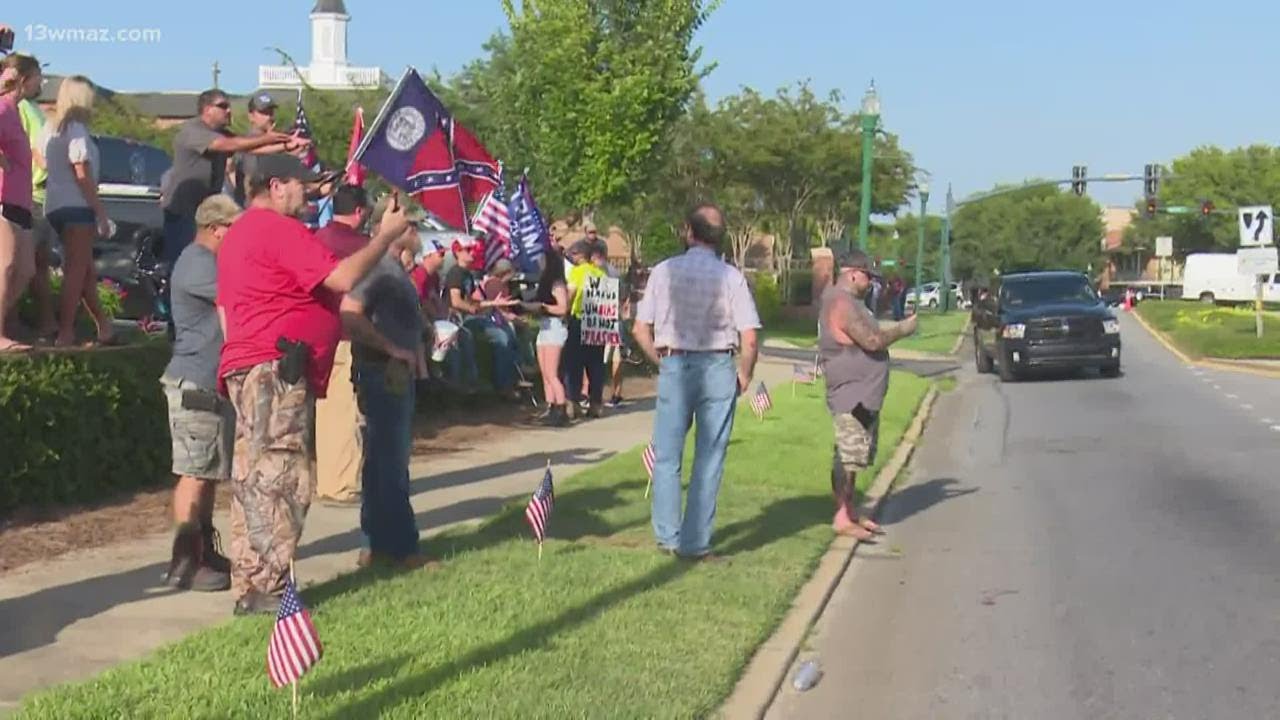 Opposing groups gather in nonviolent protest at Dublin Confederate monument