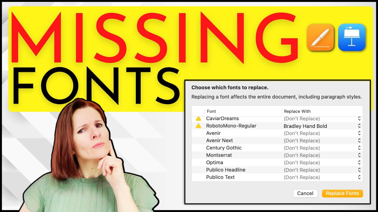 How to Resolve the Missing Fonts Error Message in Page or Keynote || Download & Install New Fonts