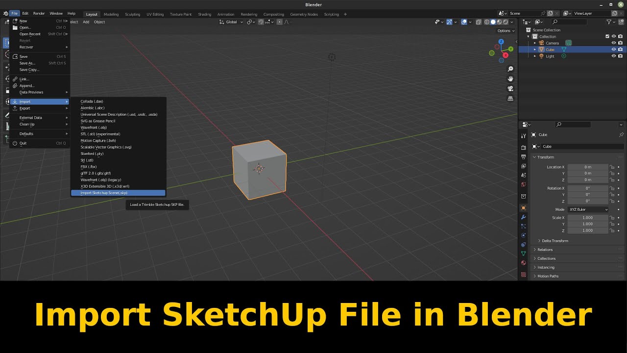 Импорт файла SketchUp в Blender (для Linux и Windows)