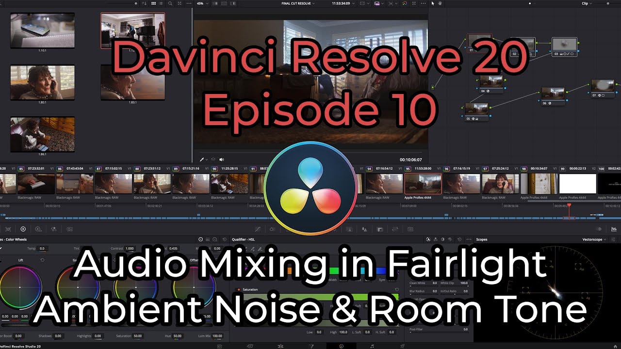 Davinci Resolve 20 - Episode 10 - Audio Mixing in Fairlight - Mixing Ambient Noise & Adding Effects