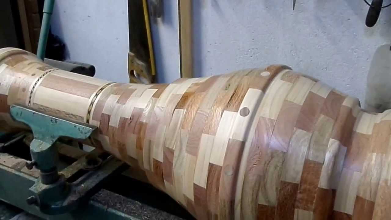 JARRON DE  MADERA  HECHO  EN  TORNO  PARTE  3