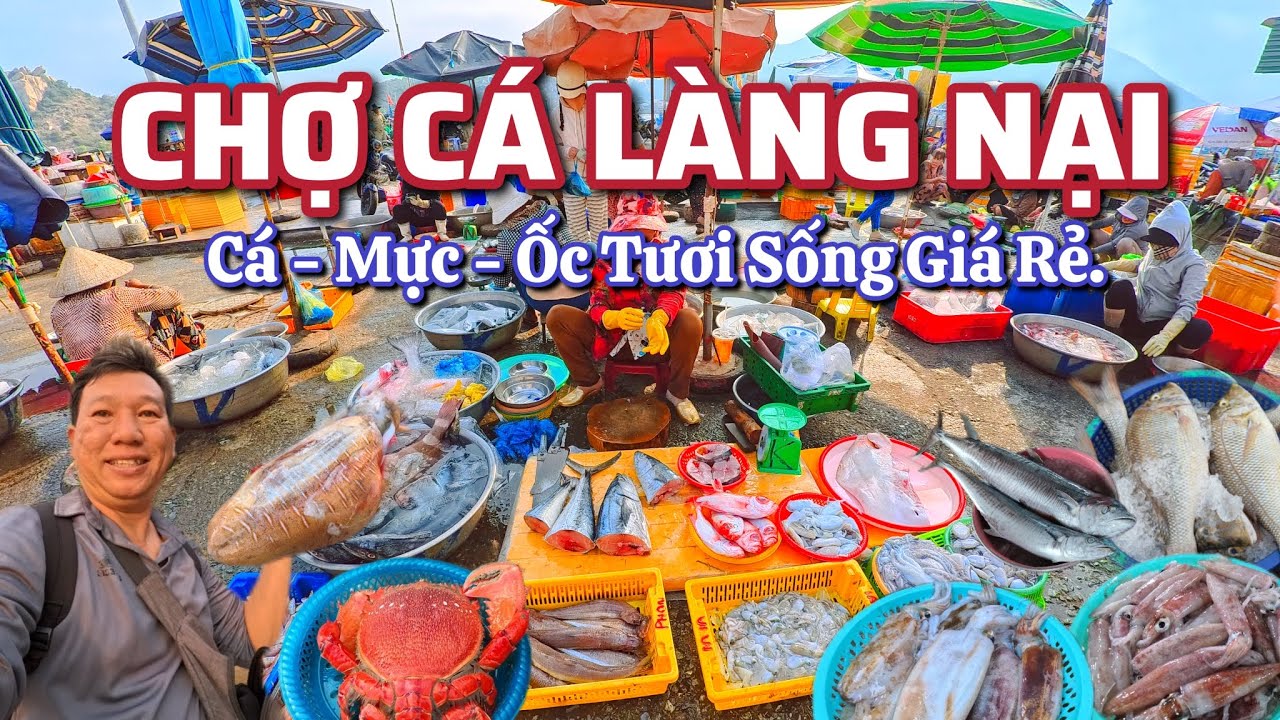 CHỢ CÁ LÀNG NẠI (Ninh Hải -Ninh Thuận) - Cá - Mực - Ốc Tươi Sống Giá Rẻ.