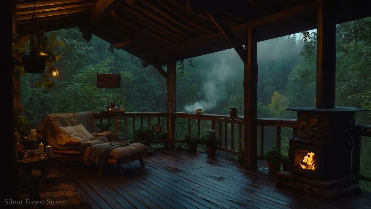 ASMR Rain & Fire 🌧️ Deep Forest Sounds for Gentle Relaxation & Insomnia Relief