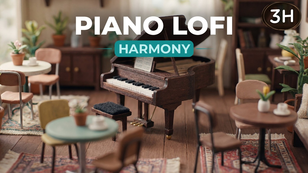 Piano Café Miniature Study Music ☕🎹  Soft Lofi Piano for Focus, Reading & Calm 3 Hours