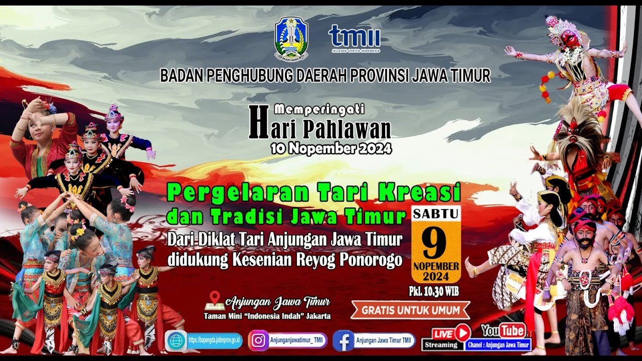 Pergelaran Tari Kreasi, Tari Tradisi Jawa Timur Diklat Tari didukung Kesenian Reyog Ponorogo ||🔴LIVE