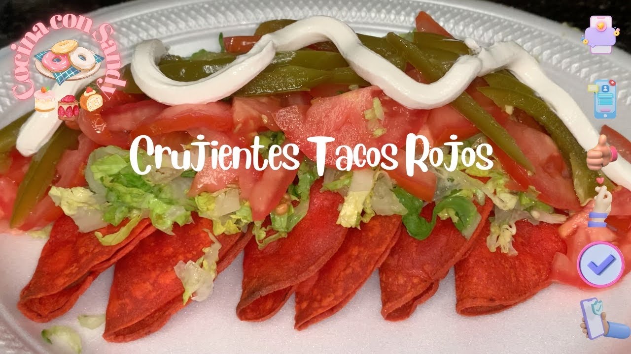 Tacos 🌮 Rojos Dorados al Horno Supe Crujientes de picadillo con papas.