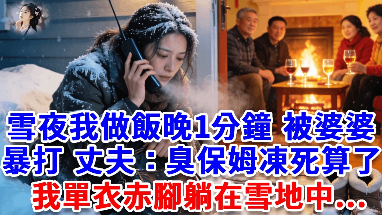 除夕雪夜我做飯晚1分鐘，被婆婆暴打，丈夫：「臭保姆凍死算了！」我單衣赤腳躺在雪地中，看婆家8口舉杯慶祝，顫抖撥通加密電話：爸，叫周家活不到明天！#詩涵講故事#為人處世#生活經驗#情感故事#晚年哲理