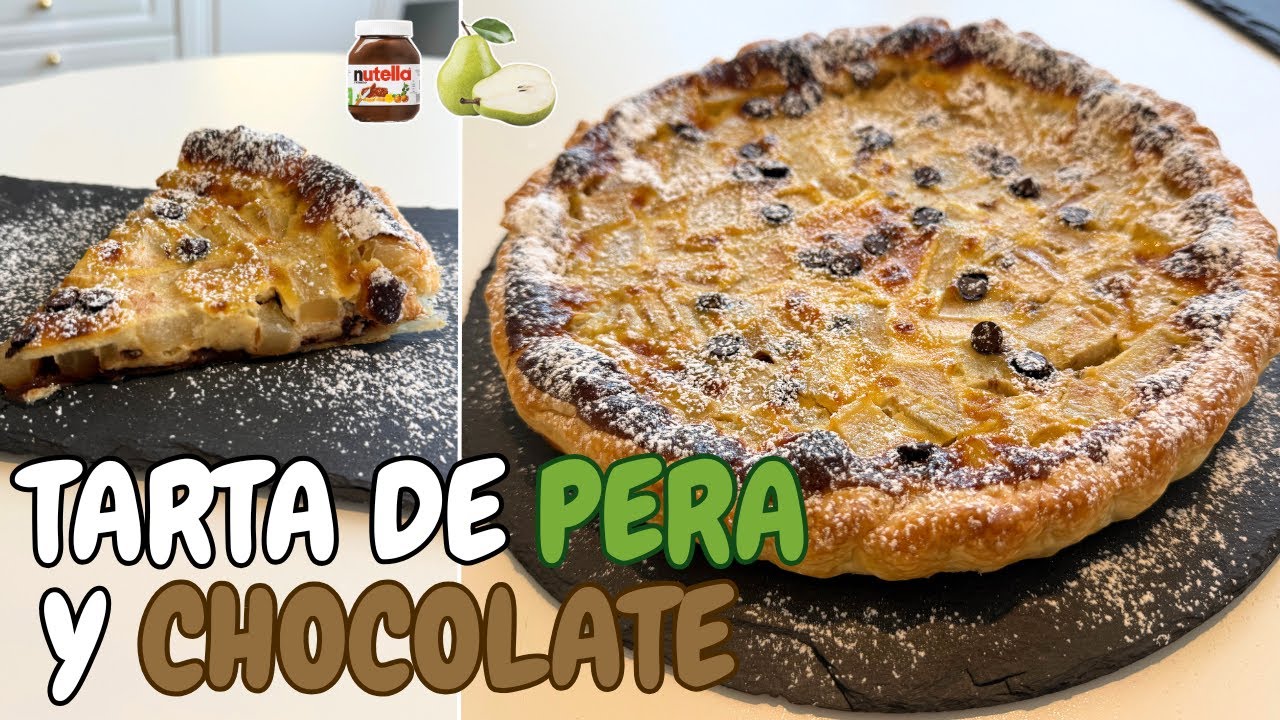 UNA DELICIA PARA EL PALADAR: TARTA DE PERA Y CHOCOLATE 🍐🍫 #tarta #postre #peras #chocolate #nutella