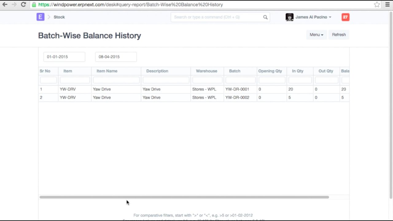 ERPNext - Batchwise Inventory