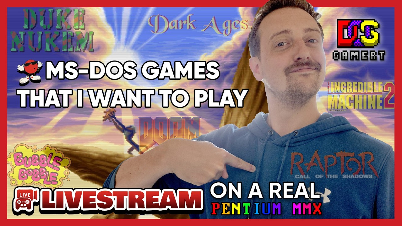 ⭐ Gaming on a [Pentium MMX MS-DOS] Machine - GAMES FROM MY CHILDHOOD! 🔴 Streaming Live!