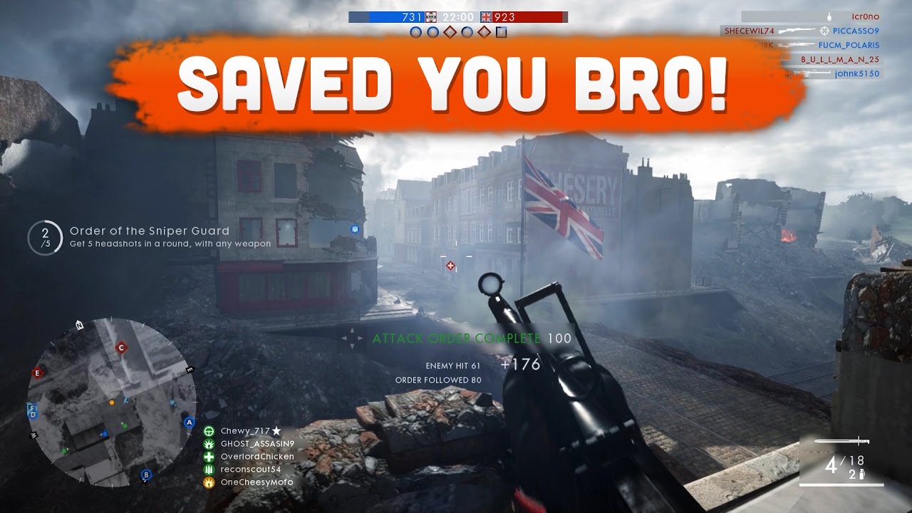 СПАС ТЕБЯ, БРО! - Battlefield 1 | Путь к максимальному рангу #42 (сетевая игра)