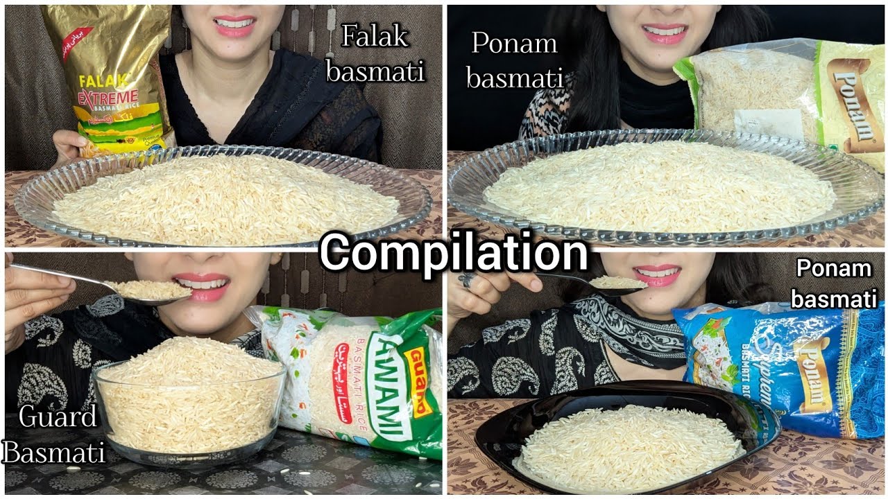 ASMR RAW RICE EATING || COMPILATION BASMATI RICE 🌾