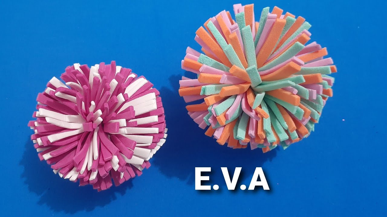 Como Fazer Pompom de E.V.A Colorido/Passo a passo Fácil de Fazer!