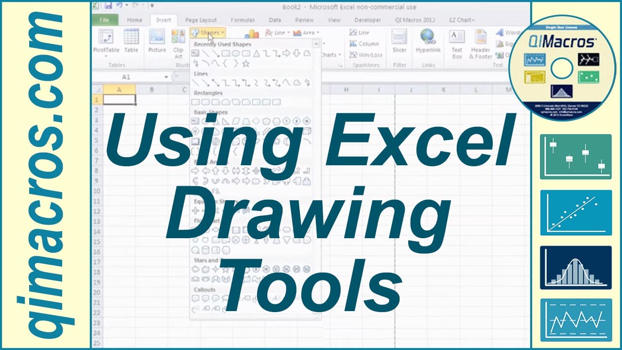 Using Drawing Tools in Excel 2007, 2010, 2013, 2016, 2019 and Office 365