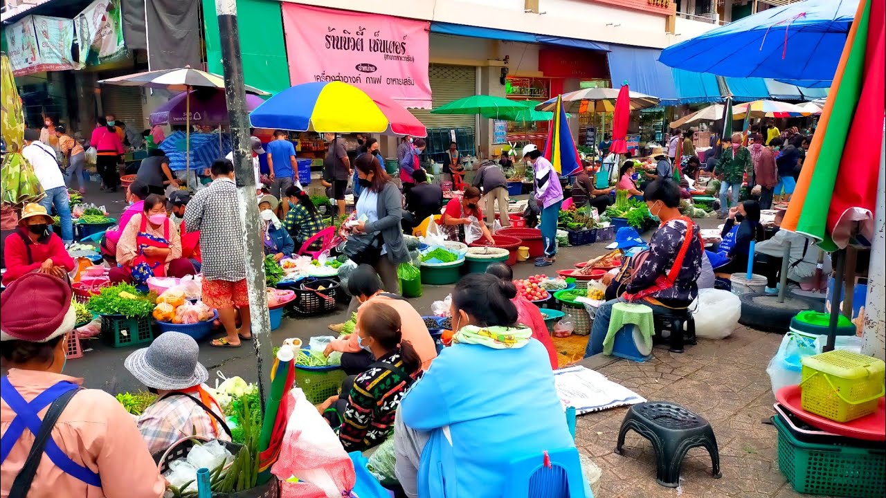 🇹🇭Local food market in the morning, Warin Chamrap Market, Ubon Ratchathani