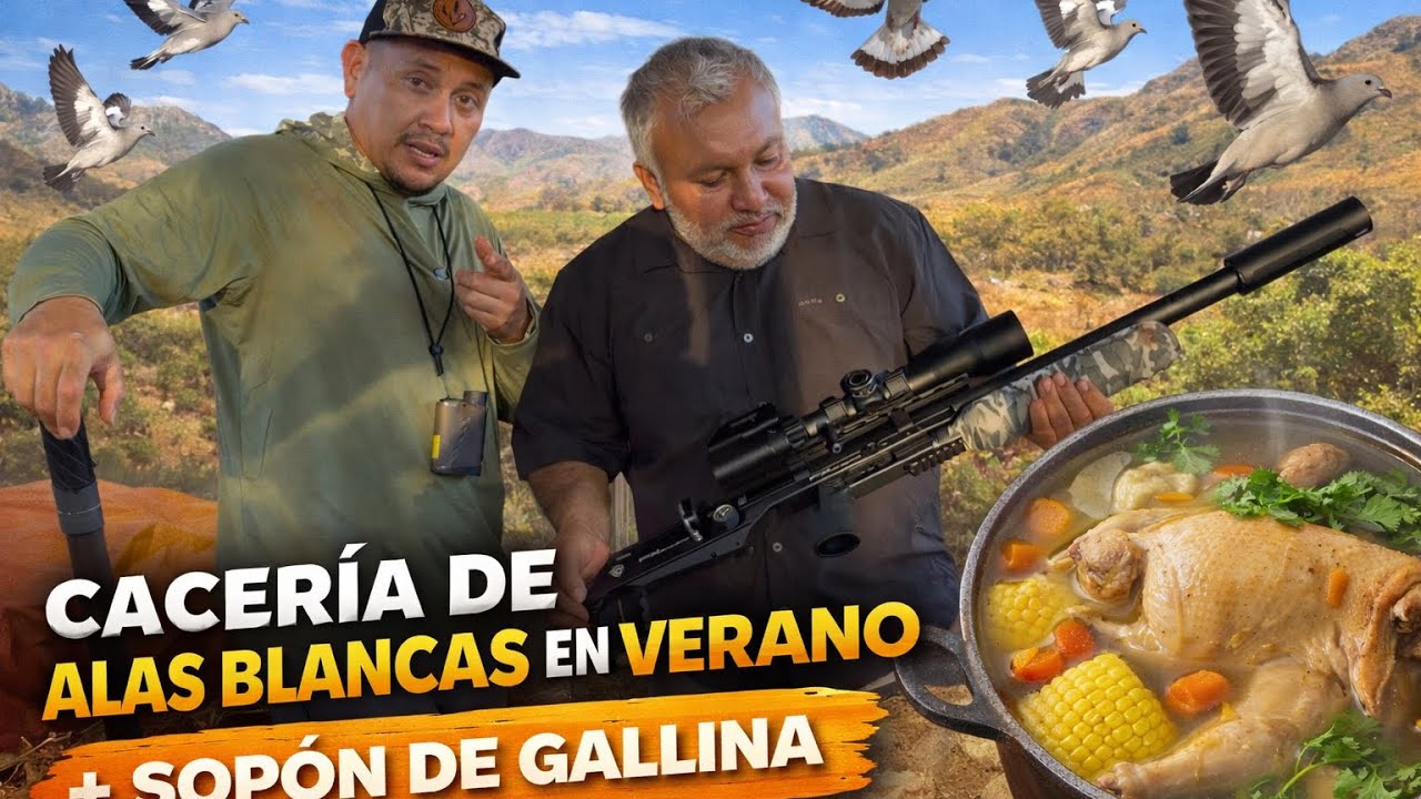 Cacería de Alas blancas en Verano con rifle de aire + Sopón de Gallina India¡