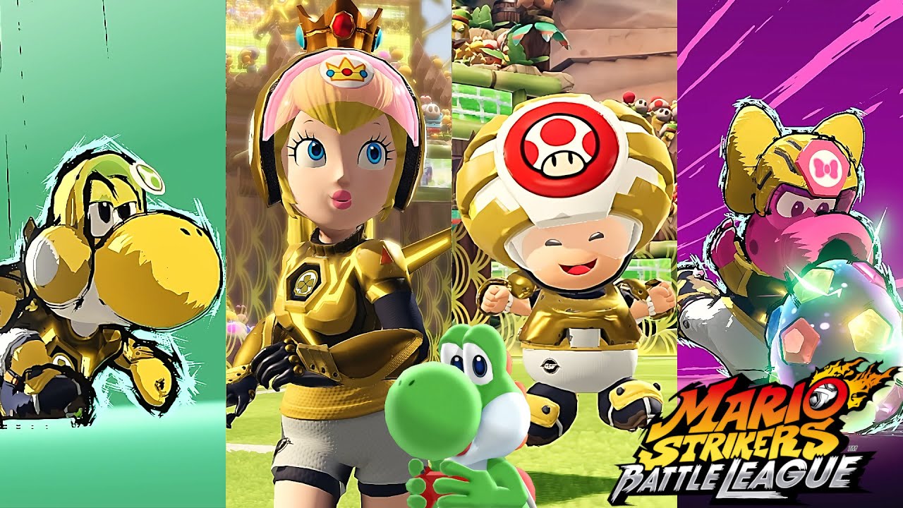 Mario Strikers Battle League Yoshi Peach Toad and Birdo at Jungle Retreat CPU Hard