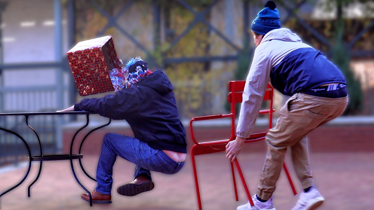 Christmas Chair Pulling Prank