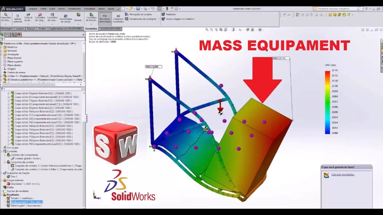 Beam Calculation Simulation Tutorial Finite Element Analysis with Weight-Mixed Mesh -Solidworks