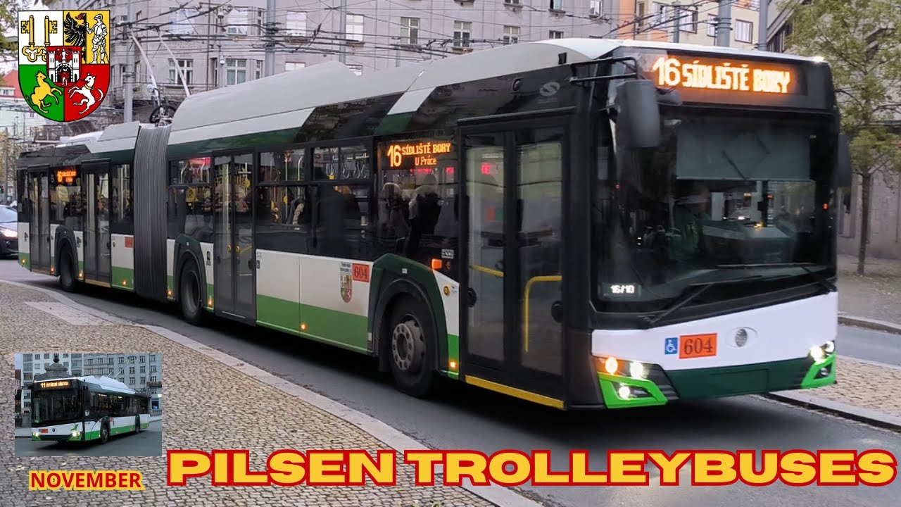 Trolleybuses 🚎 in Pilsen 🇨🇿 in November 2023 - 4K