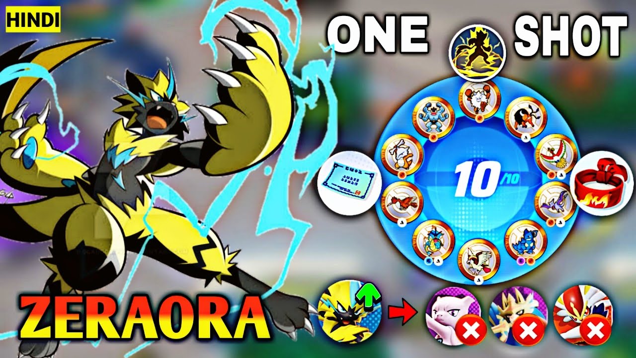 ZERAORA 1 PASSIVE = 1 KILL DELETE! ONE SHOT BUILD IS BACK!!! | HINDI POKEMON UNITE MASTER GAMEPLAY