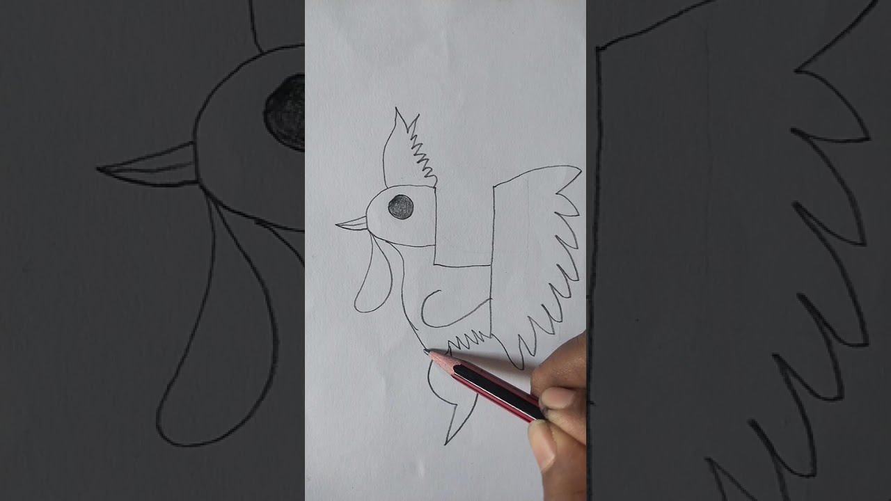 Easy hen drawing by number 4 # viral video#art #drawing 