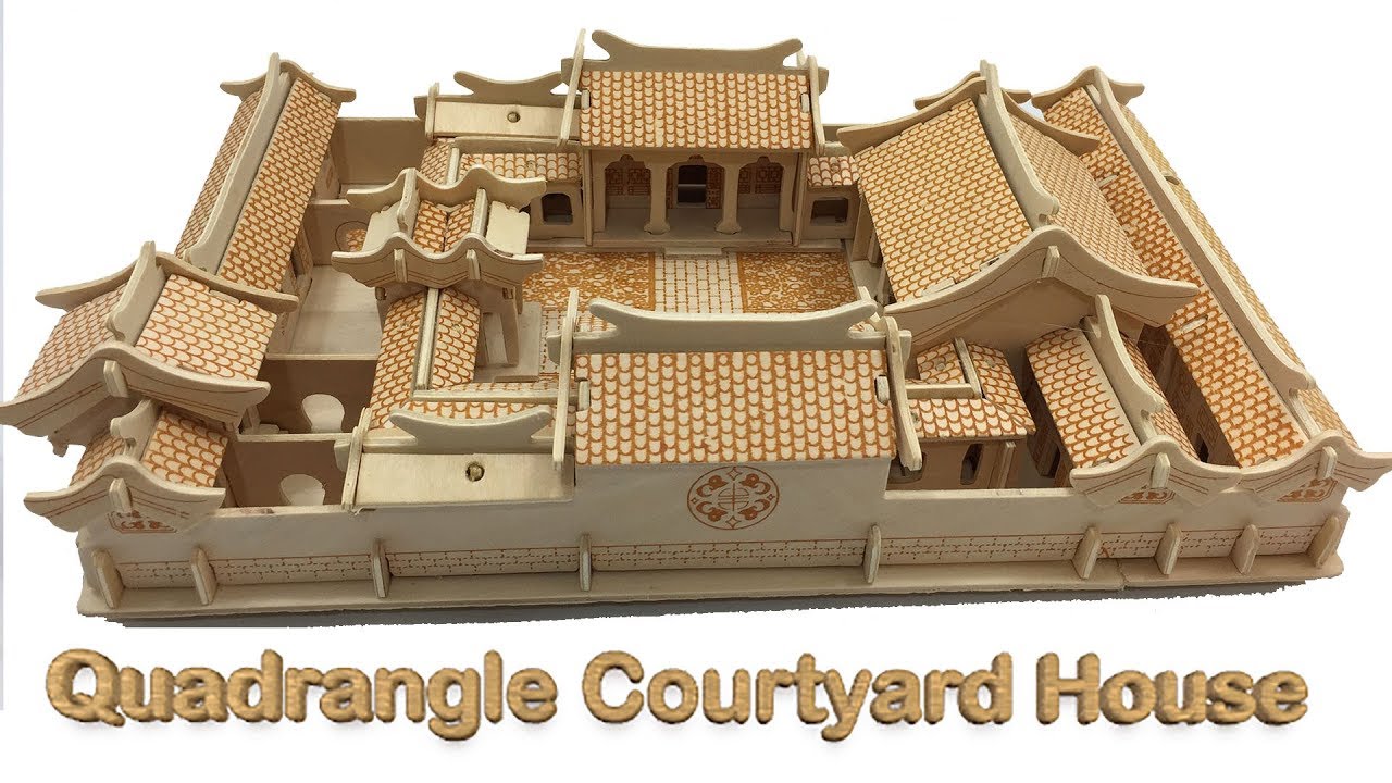 DIY Miniature Quadrangle Courtyard House ~ 3D Woodcraft Construction Kit
