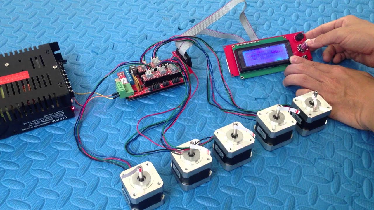 3d printer kit test : mega 2560 + ramps 1.4 +  lcd 2004 controller + nema 17 motors