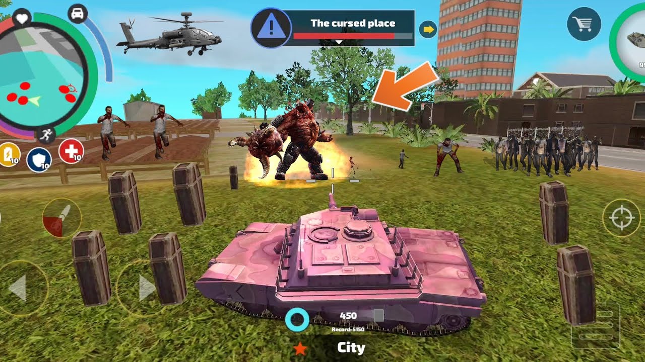 Rope Hero: Vice Town (Pink Tank Destroy Zombies Boss) Iron Tank Crush Zombies - Android Gameplay HD