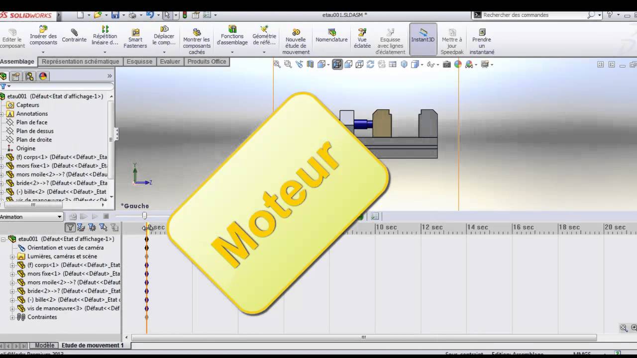 Animation standard d'un assemblage avec solidWorks