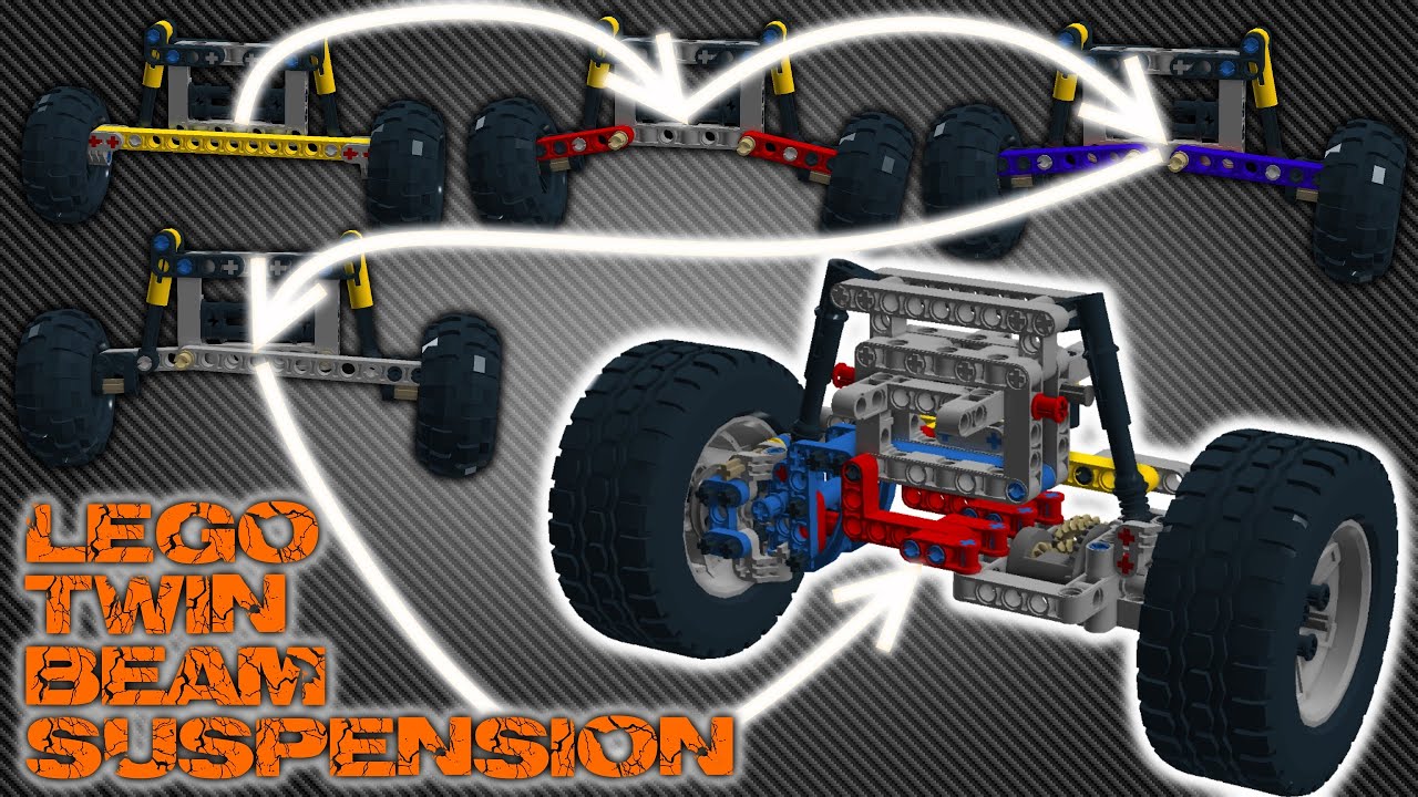Driven and steered twin beam suspension made in Lego