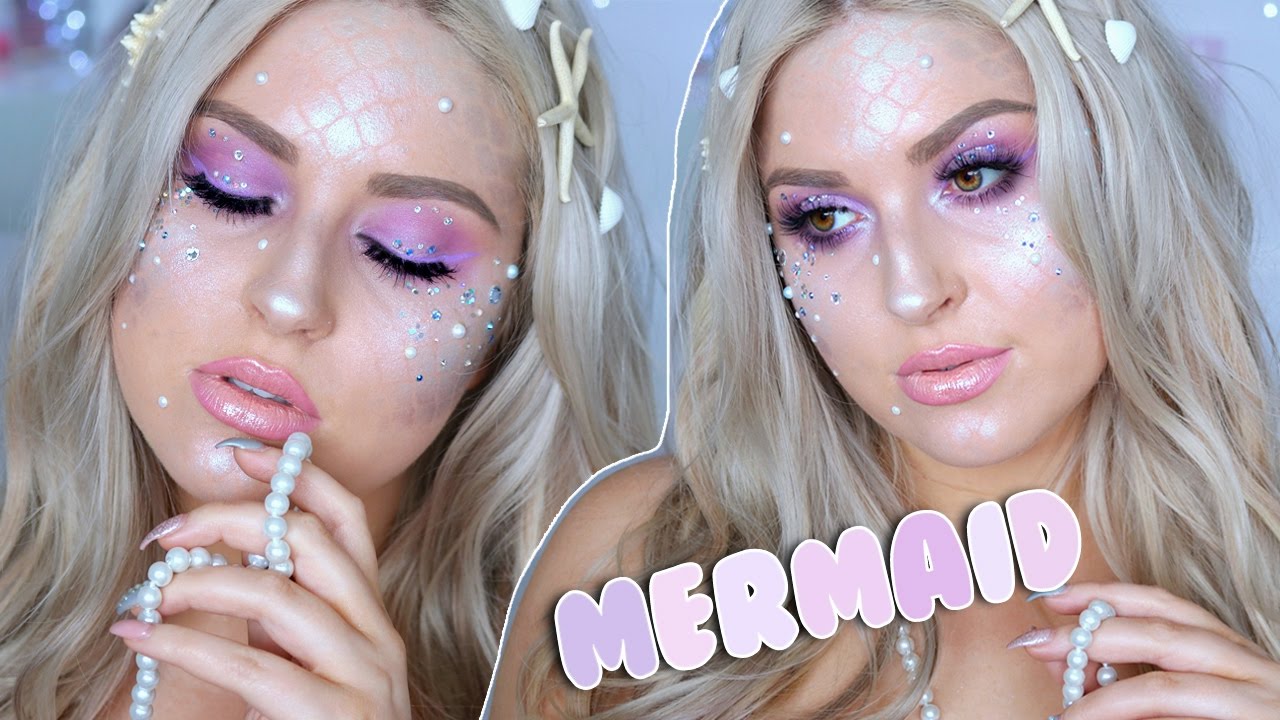 Pretty Mermaid Tutorial! ♡ Easy Halloween Makeup! Sparkles & Scales
