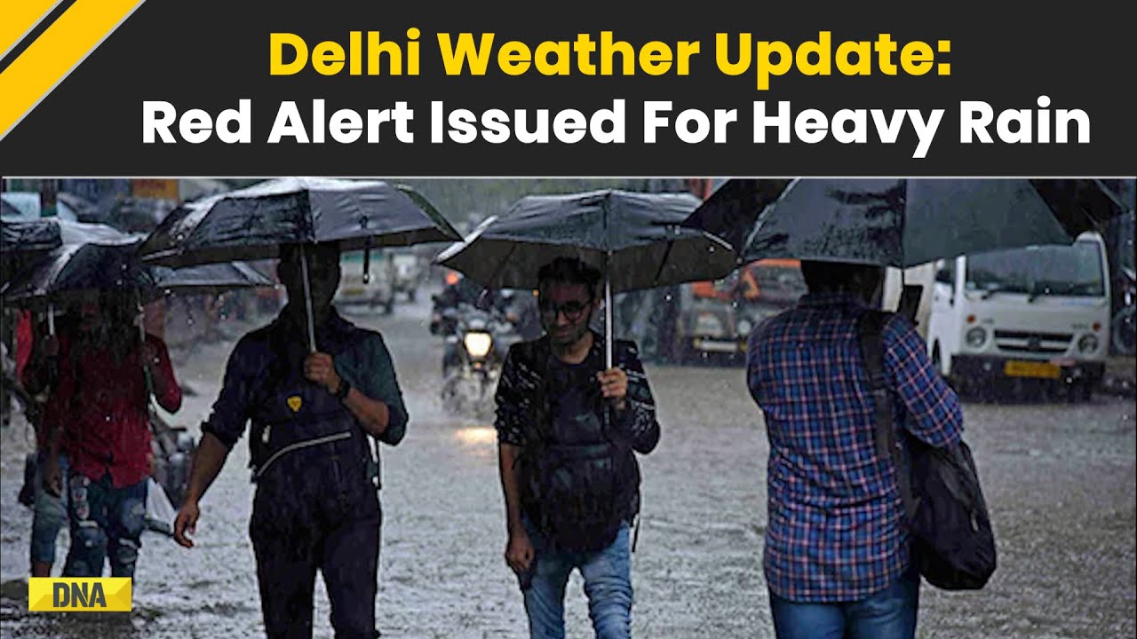Delhi Weather: Heavy Rain and Thunderstorm Cool Down Capital, Noida; IMD Issues Red Alert