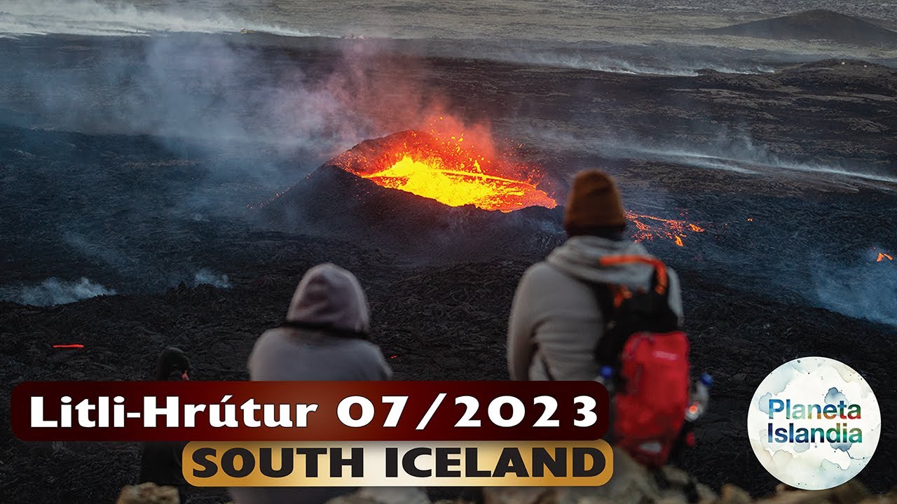 Wulkan Litli-Hrútur, 17. dzień erupcji, Islandia, półwysep Reykjanes , 27.07.2023r.