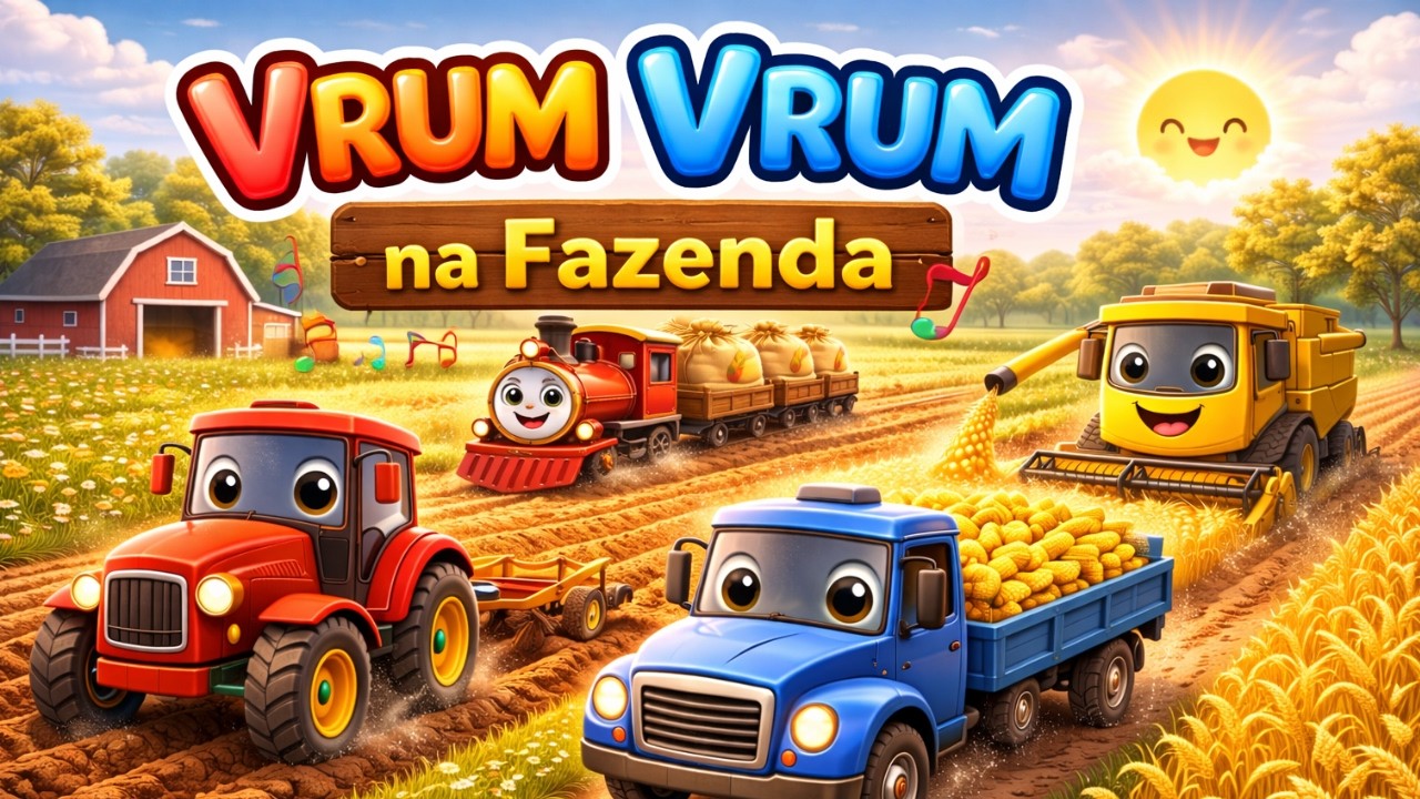 Vrum Vrum na Fazenda 🚜  Música Infantil com Trator e Caminhão
