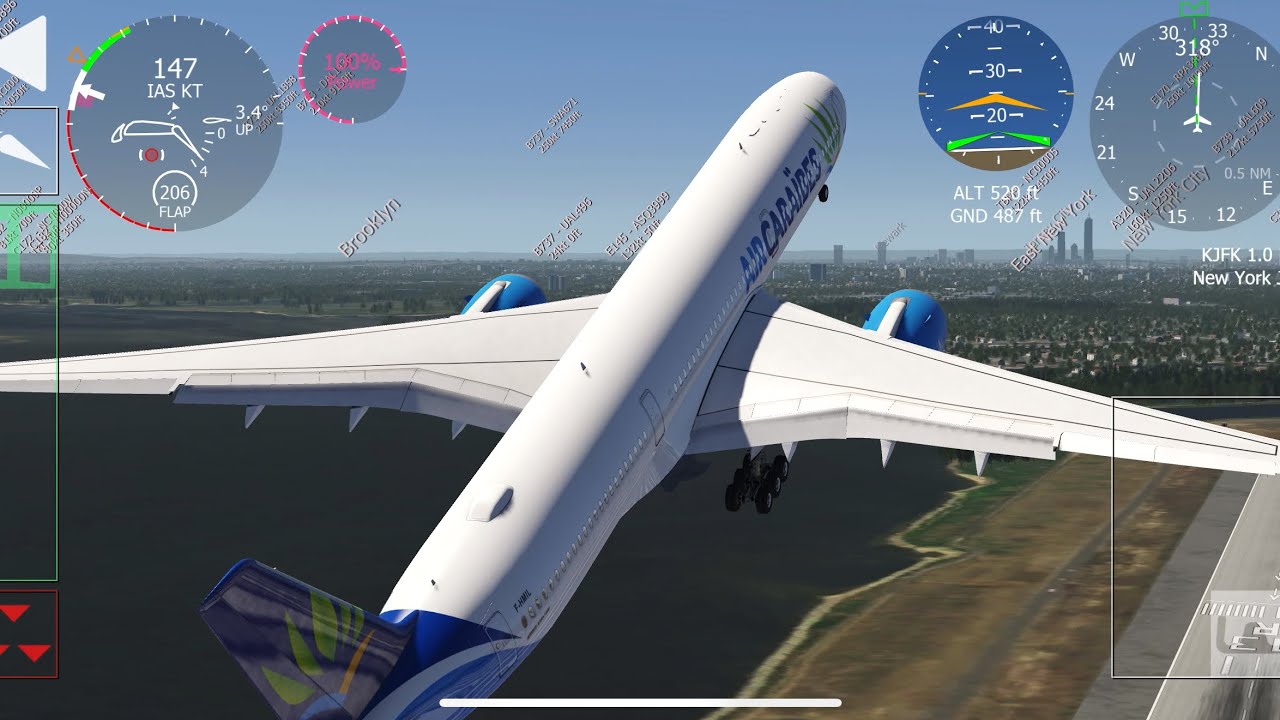 Air Caraïbes A350-1000 CRAZY Takeoff at JFK | Wing View Aerofly FS Global