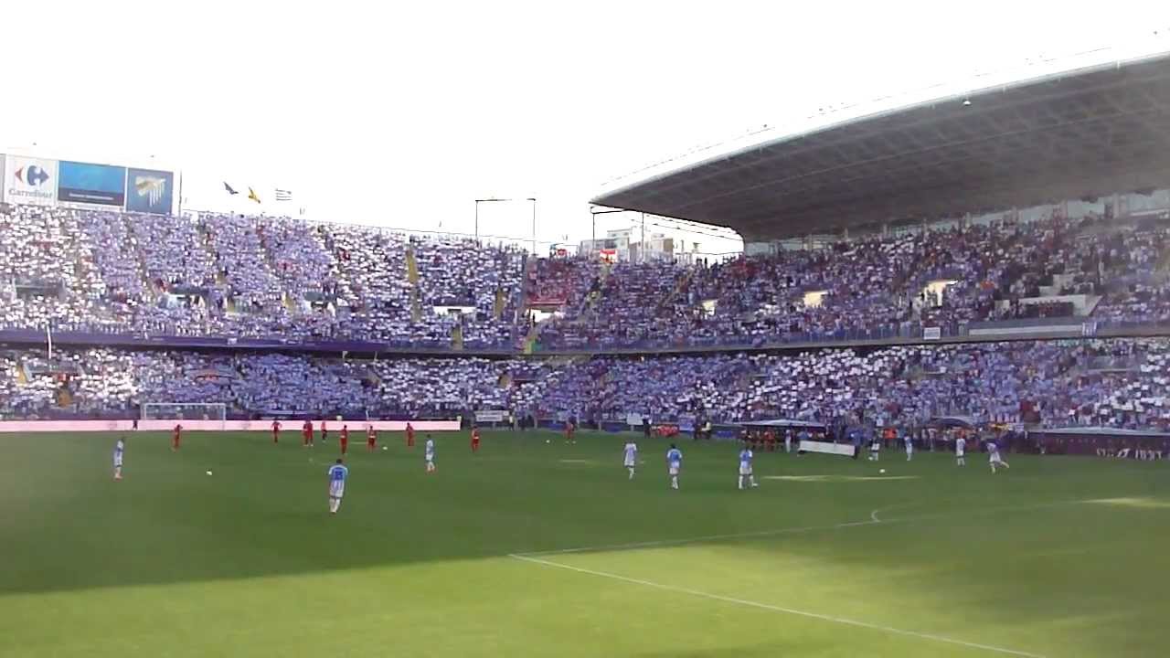 Mosaico e himno en La Rosaleda. Málaga - Sporting